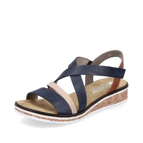 Rieker Riemchensandale, Sommerschuh mit Keilabsatz - Wanderschuhe, bequeme Sandalette mit Klettriemchen und 3,5 cm Keilabsatz für optimalen Tragekomfort und stilvollen Look.