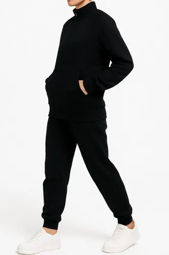 L.gonline Freizeitanzug Damen Trainingsanzug, Freizeitanzug ohne Kapuze 500A (Sweatjacke ohne Kapuze mit Hose, 2-tlg), Fitness Freizeit Casual