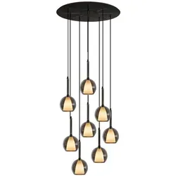 s.luce Pendelleuchte Belluna 8-flammig Ø 80cm Baldachin Rauch - Stilvolle s.luce Belluna Pendelleuchte 8-flammig – ideal für Galerien und hohe Räume. Sie sorgt für blendfreies Licht und schafft eine einladende Atmosphäre. Erhältlich in klar, Cognac oder Rauchgrau, mit flexibel einstellbarer Kabellänge.