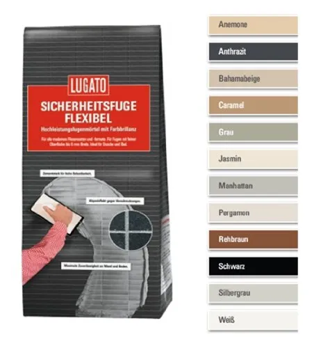 Lugato Sicherheitsfuge Flexibel 1 kg grau - Hochwertiger Fugenmörtel - Fugenmörtel für flexible und risssichere Fugen, ideal für Innen- und Außenbereiche, sorgt für langlebige und sichere Abdichtungen.