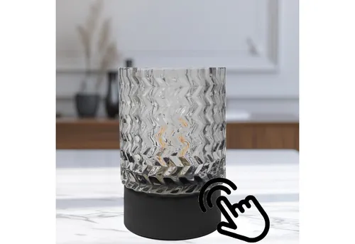 TRANGO LED Tischleuchte, 2017-21R-SD Touch LED Tischlampe mit schwarz-rauchig Glasschirm 3-Stufen dimmbar inkl. 4 Watt E14 Leuchtmittel 2700K warmweiß *JIL* Nachttischlampe, Fensterbanklampe, Nachttischlampe