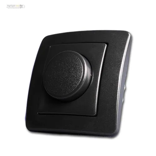 LED Dimmer EKONOMIK Unterputz Dimmerschalter anthrazit 250V~10A - Eleganter Dimmerschalter für LEDs bis 100W in anthrazit, mit schraublosen Kontakten für einfache Installation und passendem Unterputz-Rahmen. Ideal für trockene Innenräume.