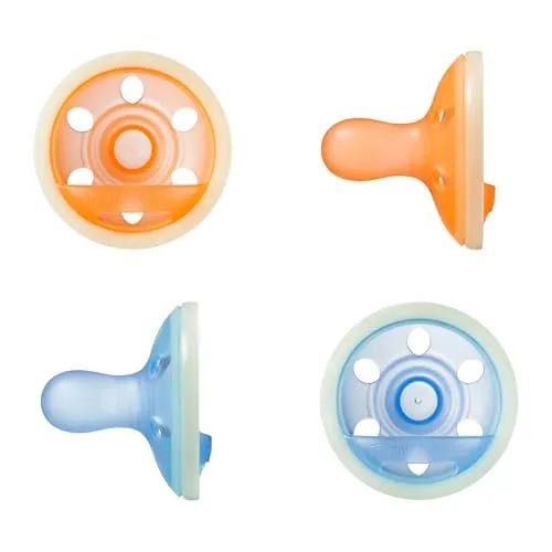 Tommee Tippee brustähnlicher Night Glow Schnuller, 6-18m, 4er-Pack, leichtgewichtig, einteiliges Silikondesign