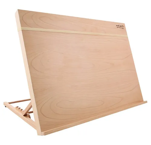 Mont Marte Tischstaffelei A3 aus Buchenholz - Staffelei für Leinwände bis 36 cm, kippbar und mit Gummiband zur Arbeitssicherung - ideal für kreative Projekte und vielseitige Einsatzmöglichkeiten.