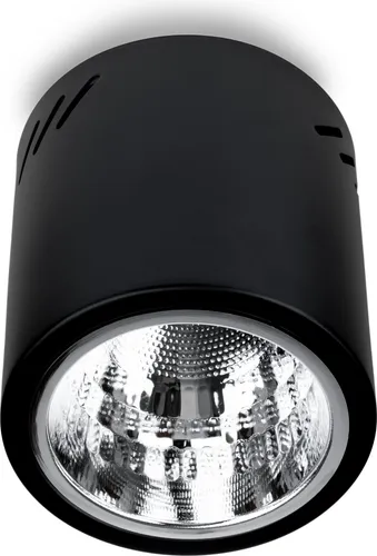 LUMILED Aufbauspot Aufbauleuchte Aufbaustrahler Deckenspot Deckenlampe Spot Aufputz feststehend Downlight rund schwarz E27 Fassung 230V 130mm H: 145mm