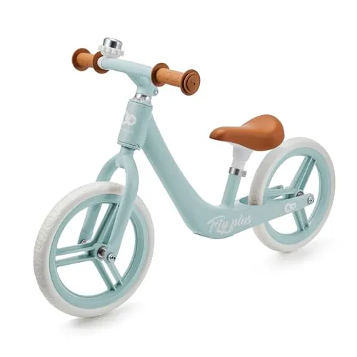 Kinderkraft Laufrad Fly Plus 2, Lernlaufrad, Kinderlaufrad, Fahrrad mit Zubehör, Klingel, höhenverstellbar Sattel, 12 Zoll Räder, Magnesiumrahme, ab 2 Jahre, Retro Design, Blau