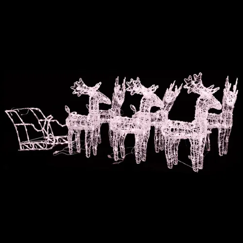 Rentiere Schlitten Weihnachtsdekoration - 160 LEDs, 130 cm Acryl, festliche Atmosphäre für Ihr Zuhause