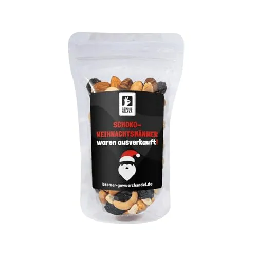 Bremer Gewürzhandel GeNUSSmischung Schoko-Weihnachtsmänner waren ausverkauft, Nussmix, Studentenfutter mit Spruch, 175g