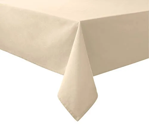 REDBEST Tischdecke, Tischwäsche Uni Seattle, 100% Baumwolle beige Größe 110x140 cm - Robustes, glattes Gewebe, mit hochwertigem Kuvertsaum