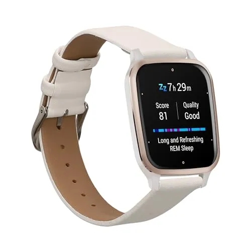 kwmobile Armband kompatibel mit Garmin Venu Sq 2 Music/Sq 2 / Vivoactive 6 / Vivoactive 5 - Echtleder Fitnesstracker Sportarmband Band