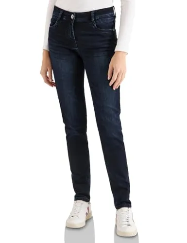 Cecil Jeans - Dunkelblaue Skinny Fit mit 5-Pocket - Modische Skinny Fit Jeans in Dunkelblau mit 5-Pocket-Design, ideal für einen stylishen Look. Gürtelschlaufen und Knopf-Reißverschluss sorgen für optimalen Sitz.