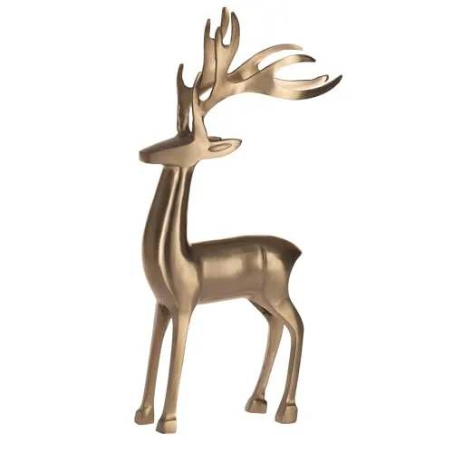 EGLO LIVING Deko Rentier Baligian, Weihnachtsdeko Fensterbank, Herbstdeko Wohnzimmer, Weihnachtsfigur Hirsch REH, Tischdeko Weihnachten Herbst, Metall in Gold, H 44,5 cm