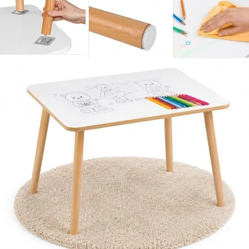 PlayPals Furniture Kindertisch 50 x 70 x 47 cm – Holztisch für Kinderzimmer | Kinder Tisch, Lern- & Spieltisch aus MDF