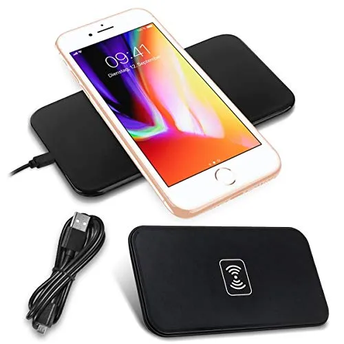 Produktbild Induktives Ladegerät kompatibel mit Apple iPhone SE 2022 2020 Ladestation Kabellos Qi Charger Wireless Universal Schnellladegerät, Farbe:Schwarz