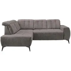 Livetastic Ecksofa, Graubraun, Metall, Uni, 4-Sitzer, Ottomane links, L-Form, 261x200 cm, Made in EU, Typenauswahl, Stoffauswahl, seitenverkehrt erhältlich, Rücken echt, USB-Anschluss, elektrischer Sitzvorzug, USB-C-Anschluss, Wohnzimmer, Sofas & Couches, Wohnlandschaften, Ecksofas