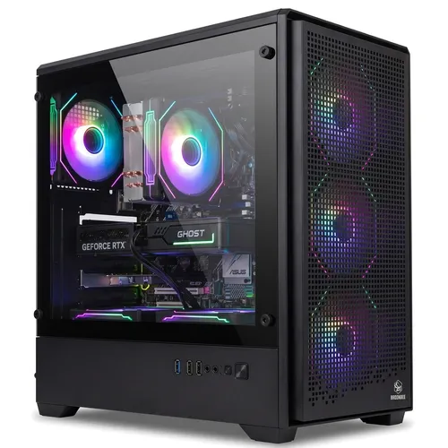 PC Gehäuse ATX E-ATX Gamer Midi Tower Mesh Glas Schwarz