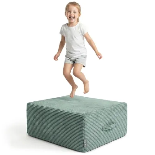 KiddyMoon Hüpfpolster für Kinder – Hüpfmatratze und Trampolin für drinnen, abnehmbarer Bezug, Grün