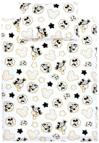TupTam Kinder Bettwäsche Gemustert 2-Teilig Wendebettwäsche, Farbe: Micky Maus/Noten/Weiß/Beige, Größe: 135x100 cm