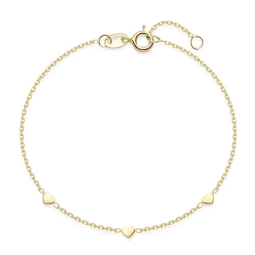 MATERIA Herz Armband Gold 925 Silber vergoldet 16,5cm+2cm - Armband aus 925 Silber mit hochwertiger Vergoldung, ideal als Geschenk für besondere Anlässe wie Hochzeit oder Valentinstag. Lieferumfang: edle Schmuckschachtel.