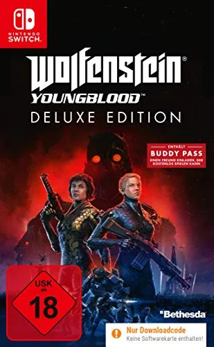 Nintendo SWITCH Spiel Wolfenstein 2: Youngblood – Deluxe Edition - PC- & Videospiele, Deluxe Edition mit Download-Code für ein einzigartiges Shooter-Erlebnis auf der Nintendo Switch, USK ab 18.