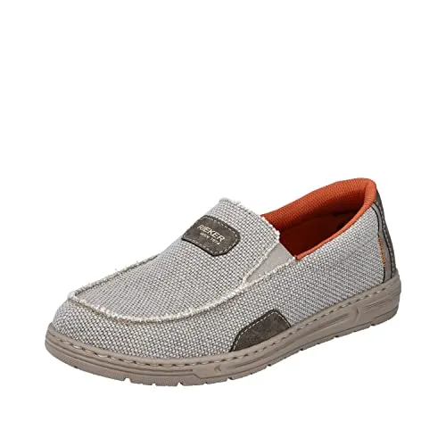 Rieker Mokassins 08651-62 Herren Beige 42 EU - Slipper & Loafer - Leichte, atmungsaktive Mokassins mit Rieker ANTISTRESS Technologie für optimalen Tragekomfort und Extra-Weite, perfekt für den Sommer!