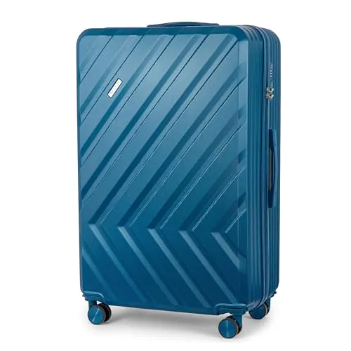 Solier Hartschalen Reisegepäck Koffer Reisekoffer – Koffer mit 4 Rollen - Rollkoffer mit Zahlenschloss - Hardcase Flugkoffer Reisetrolley (blau, XXL 97,5L)