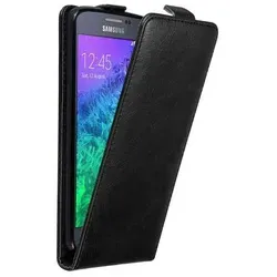 Produktbild Cadorabo Hülle für Samsung Galaxy ALPHA Schutz Hülle in Schwarz Flip Etui Handyhülle Case Cover