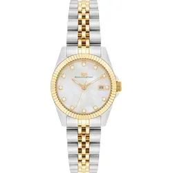 Rhodenwald & Söhne Damen Quarz Uhr mit Edelstahl Armband in Silber/Gold - Elegante Damen-Armbanduhr mit hochwertigem Quarzwerk und stilvollem Bicolor-Gehäuse. Mit Datumsanzeige und Kristallen verziert, ideal für jeden Anlass. Wasserdicht bis 5 ATM und sicher verpackt im Lederetui.