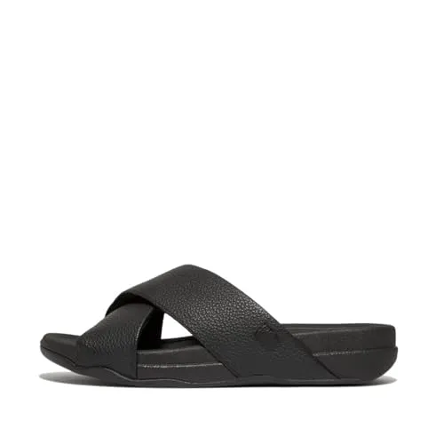 Fitflop Surfer Herren Tumbled-Leather Cross Slides Sandale Schwarz 43 EU - Elegante Sandale in Größe 43 aus hochwertigem Leder, ideal für den Alltag und bietet hohen Tragekomfort.