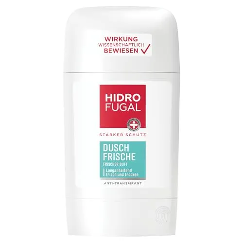 Hidrofugal DUSCH FRISCHE Stick, starkes Antitranspirant mit frischem Duft, Deo Stick ohne Ethylalkohol für zuverlässigen Schutz gegen Schweiß & Körpergeruch (50 ml)