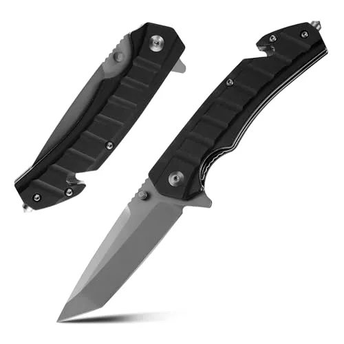 Swiss+Tech Klappmesser Einhandmesser, Taschenmesser, mit Taschenclip, Glasbrecher und Sicherheitsgurtschneider, Geeignet für Jagd, Camping