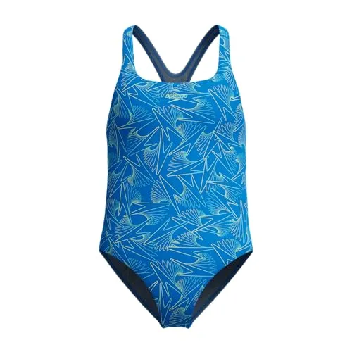 Speedo Hyperboom Allover Medalist Junior Swimsuit - Schwimmsuit für Kinder, ideal für Training und Wettkämpfe, mit hervorragender Passform und hoher Bewegungsfreiheit in lebhaftem Lagoon Blue.