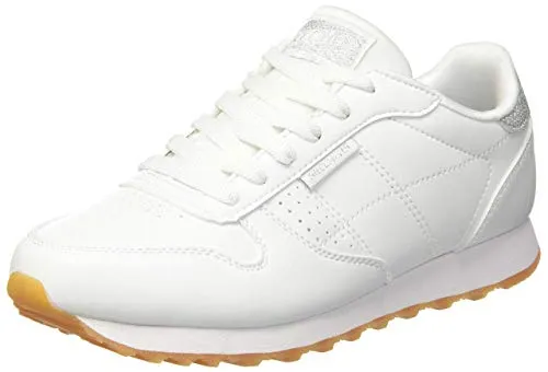 Skechers Damen Og 85 Old School Cool Hohe Sneaker - Damen-Sneaker aus synthetischem Leder mit funkelndem Silber-Glitzer-Trimm für einen stylishen Look und optimalen Tragekomfort.