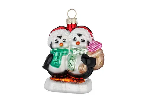MAGIC by Inge Christbaumschmuck, Christbaumschmuck Glas 7,5cm Pinguin Pärchen Figur Bunt