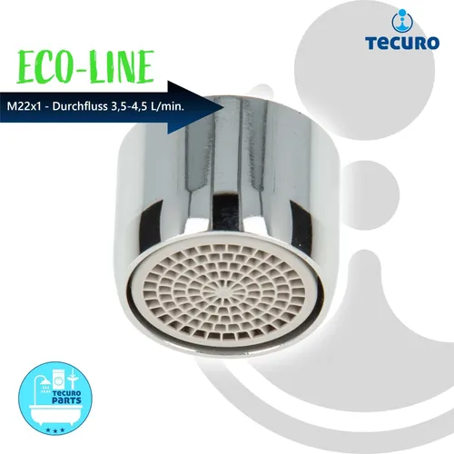 tecuro ECO SPAR Mischdüse - Strahlregler M22x1 IG, Durchflussklasse T: 3,5 - 4,5 l/min, verchromt