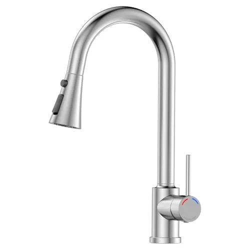 YEAUPE PRO Wasserhahn Küche Ausziehbar - Mischbatterie Küchenarmatur mit 360° Drehbarer Auslauf, 3 Modi, Edelstahl Spültischarmatur mit ABS Sprühkopf, für Einlochspülen, Nickel