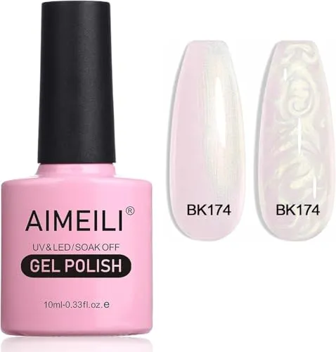 AIMEILI Gel Nagellack Mit Pearl Effekt - Transparent Shimmer Glänzend Glitzer UV LED Soak Off Polish - (174) 10ml