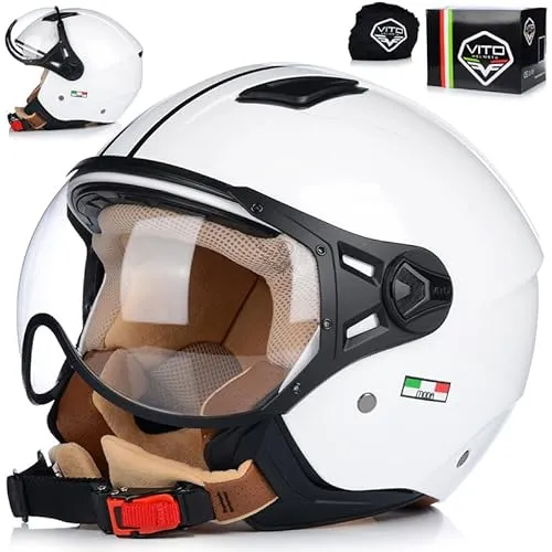 Jet Helm Mopedhelm | VITO Moda | Herren und Damen | Jethelm mit Visier | ECE 22.06 Zertifiziert | Motorradhelm (XL (60cm))
