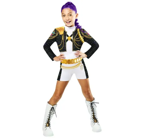 Rubies Netflix K-Pop Demon Hunters Rumi Gold Kinderkostüm 9-10 Jahre - Lizenziertes K-Pop Kinderkostüm für unvergessliche Mottopartys und Halloween. Enthält Oberteil und Shorts, geprüft nach europäischen Sicherheitsstandards.