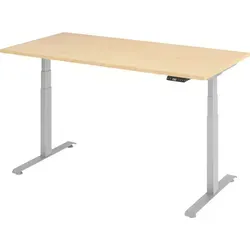 bümö Elektrisch Höhenverstellbarer Schreibtisch, Ahorn, 160x80 cm - Ergonomischer Kinderschreibtisch mit stufenloser Höheneinstellung von 64,5 cm bis 129,5 cm für gesundes Arbeiten. Hochwertige Verarbeitung mit kratzfester Oberfläche und leisen Motorantrieb.