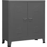 vidaXL Aufbewahrungstruhe Industrial Anthrazit 90x40x100 cm - Büroschränke mit 2 höhenverstellbaren Regalfächern und Namensschildhaltern für eine übersichtliche Sortierung. Langlebig aus Stahl und ideal für einen industriellen Look in jedem Büro.