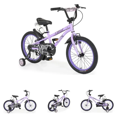 Byox Kinderfahrrad 18 Zoll Pixi – Violett mit Stützrädern