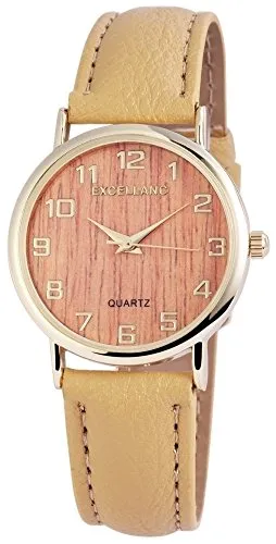 Excellanc Damen Analog Quarz Uhr mit Lederimitat Armband 195007600193