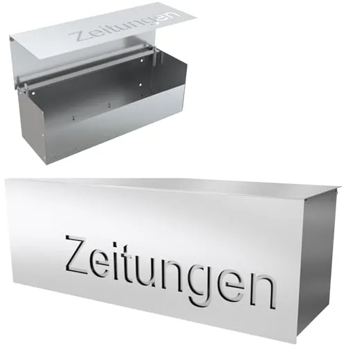 MOCAVI Zeitungsrolle ZF2 Edelstahl geschlossen - Robustes Zeitungsfach aus rostfreiem Edelstahl, wasserdicht und mit 9 Litern Fassungsvermögen - ideal für den optimalen Regenschutz Ihrer Zeitungen.