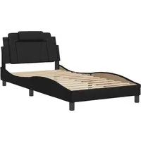 Bettgestell mit Kopfteil Schwarz 100x200 cm aus Kunstleder - Elegantes Bettgestell mit Kopfteil aus langlebigem Kunstleder, ideal für erholsamen Schlaf und modernes Schlafzimmer-Design. Inklusive weichem Kopfteil-Kissen für optimale Rückenunterstützung.