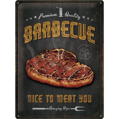 Nostalgic-Art Retro Blechschild Barbecue 30x40cm - Stilvolles Metallschild im Vintage-Design, ideal für die Küche oder den Garten. Mit 3D-Effekt und gewölbter Form, sofort aufhängbereit und ein echter Blickfang!