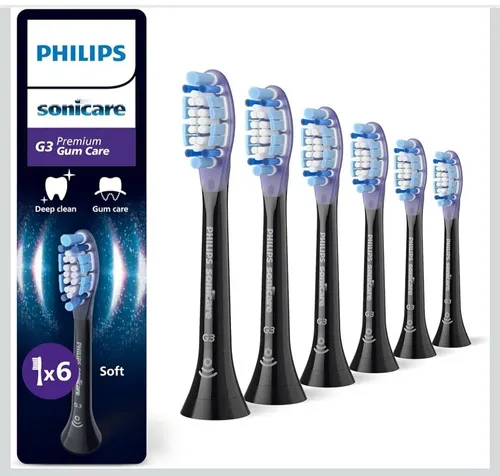 Philips Gum Care Ersatzbürstenköpfe Schwarz 6Er-Pack Hx9056