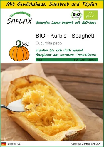 SAFLAX Gemüsesamen SAFLAX - Anzuchtset - BIO - Kürbis - Spaghetti
