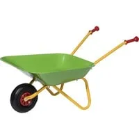 The Toy Company 9565 Outdoor active Schubkarre - Metall grün und gelb, robust mit Gummigriffen und 37 cm Griffhöhe für Kinder