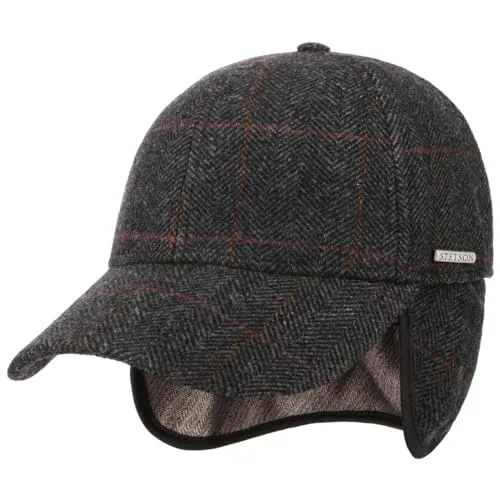 Stetson Kinty Wool Cap mit Ohrenklappen Herren Gefüttert Baumwolle Schirmmütze Ohrenschutz Herbst Winter grau S (54-55 cm)